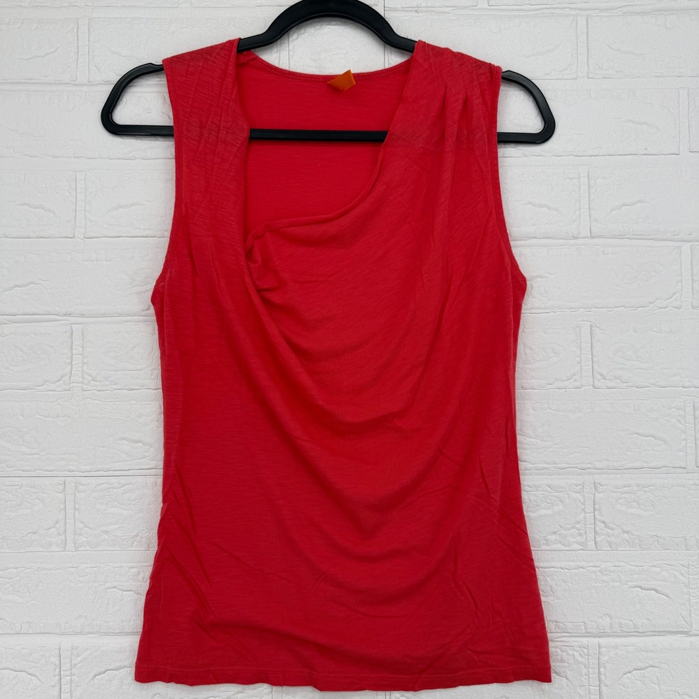 Lucy Tank Top Womens XS Red Draped Cowl Neck Slub Knit Sleeveless Activewear
